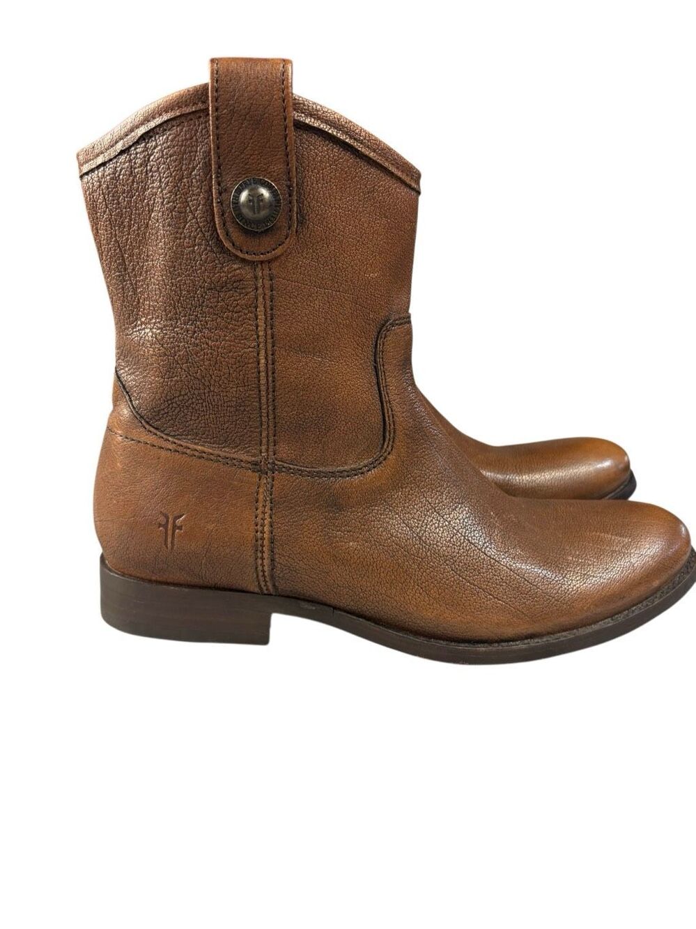 Frye Melissa Short Button Boots 8.5 B Brown Leather Western Ankle 77899